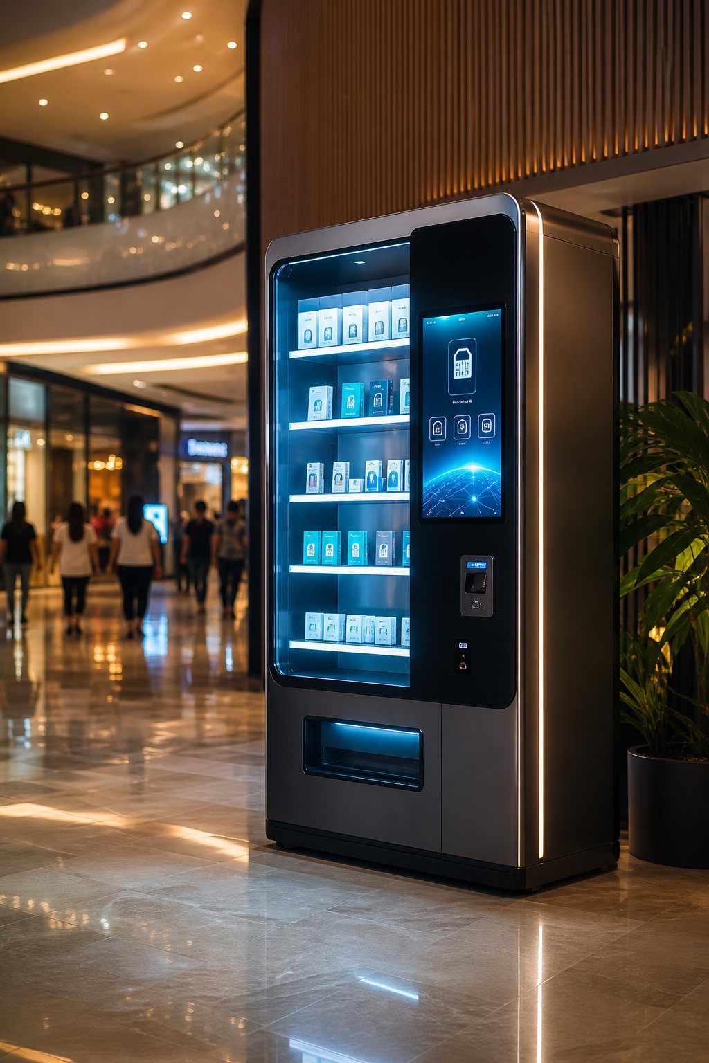 Smart telco vending machine in a premium retail environment